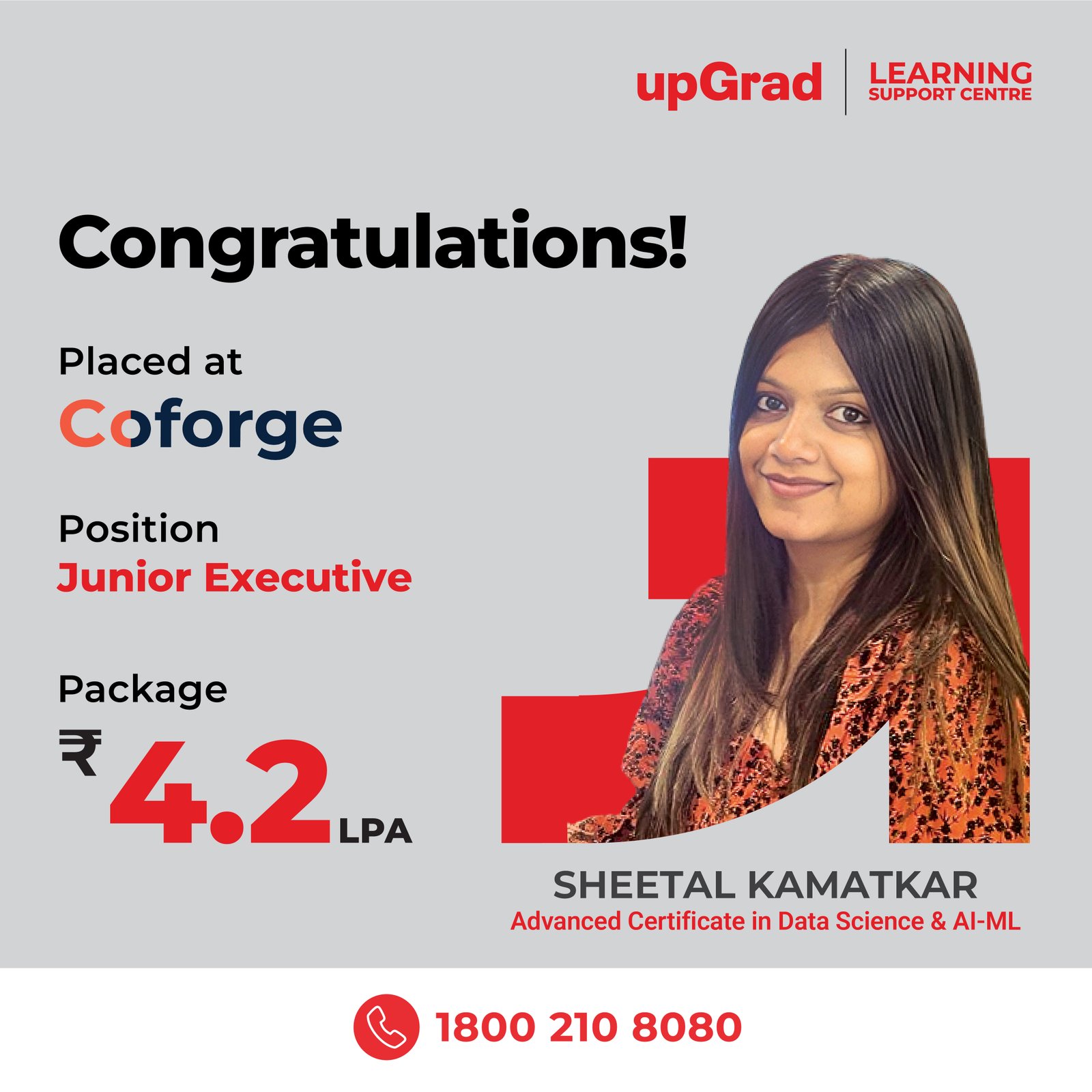 Sheetal Kamatkar placed at Coforge as a Junior Executive with a package of 4.2 LPA